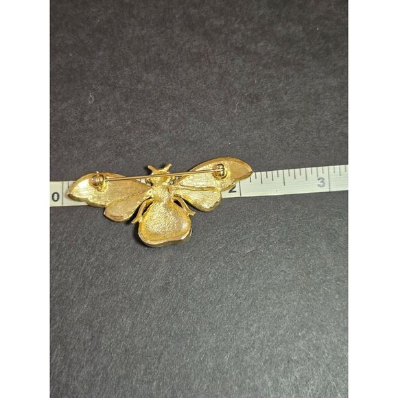 *Sale* Vintage gold tone cream bee brooch - Picture 10 of 11